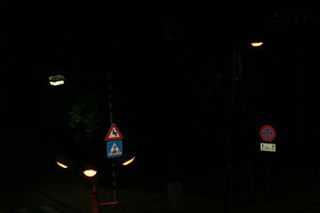 traffic signs in the night