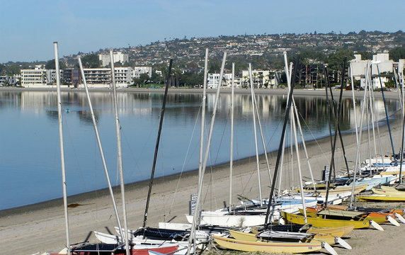 Mission Bay Beach And Catamarans