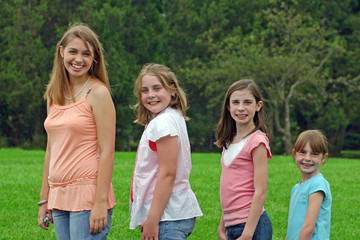 Fototapeta premium group of girls outdoors