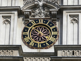 westminster abbey tower clock in closeup