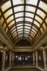 stained glasses in the ceiling of the capital building