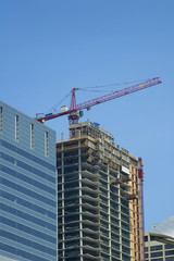 crane in operation in downtown chicago