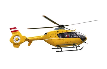 Selbstklebende Fototapete Hubschrauber gelber Hubschrauber