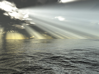 rays of light and ocean