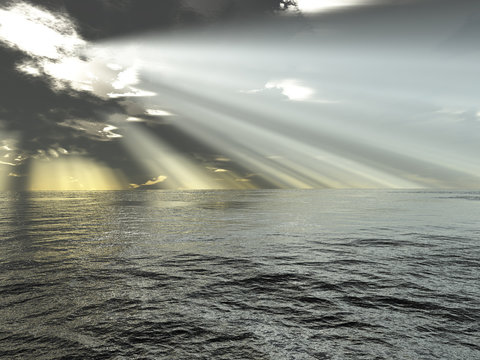 Fototapeta rays of light and ocean