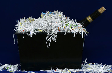 wine and shredded paper