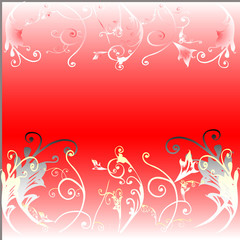 floral on red background