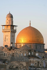 the dome of the rock at sunset - 1119051