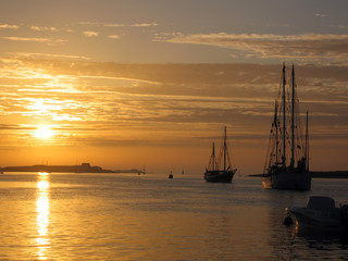 coucher de soleil sur la mer