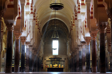ray of light in mezquita in cordoba