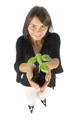 woman with plant