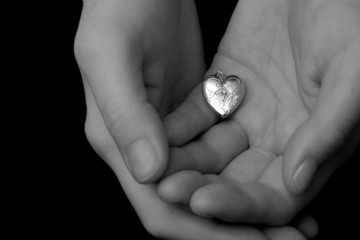 heart in hand (black and white)