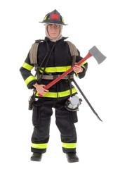 fireman with axe and gear