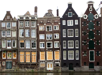Fototapete Rund Amsterdamer Häuser © GVictoria