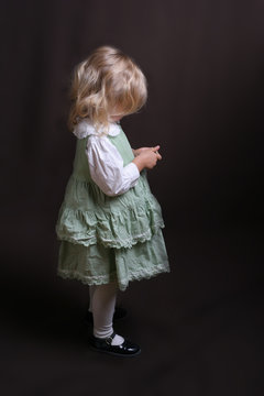 cute little angel in green dress