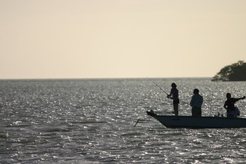 boating at sunset