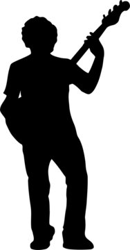 guitar player silhouette - front view
