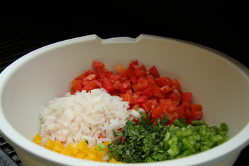 Bowl of vinagrete ingredients