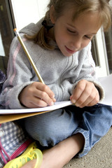 doing her school work