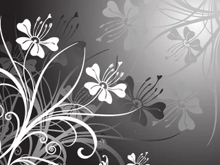 Printed roller blinds Flowers black and white floral design