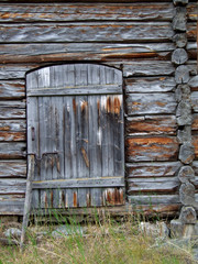 wooden door in an old cottage