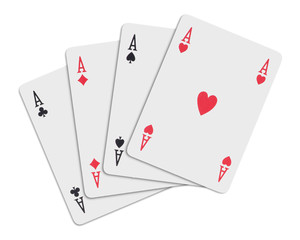 four aces over white