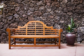 bench on wall