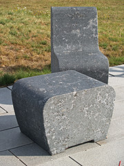 solid stone table and chair