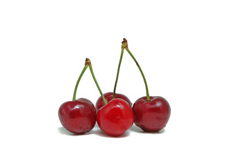 cherries on white