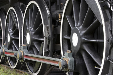 Fototapeta premium steam train wheels.