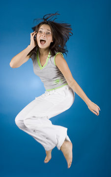 Happy Woman With Cell Phone