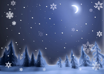 snow and moon scene