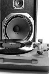 speaker and record player