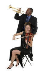 Naklejka premium two musicians tuning up for a concert