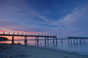 old pier at sunset