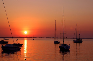 sunrise and boat