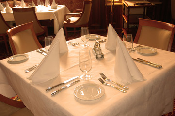 table in the restaurant ready for customers