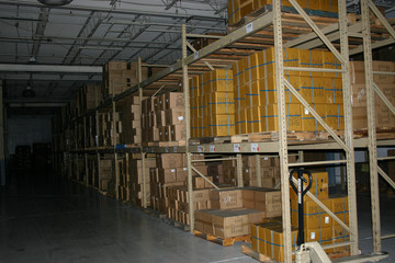 loaded warehouse shelves