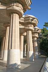 colonnade in guell park.