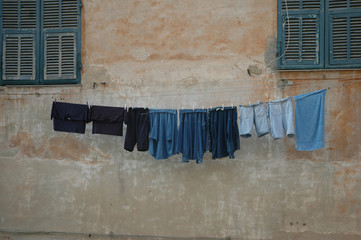 clothes on a wall