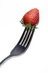 strawberry on a fork