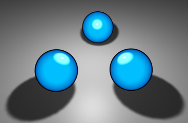three blue balls