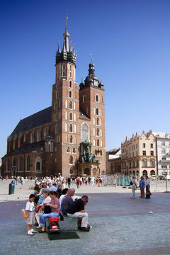 people on the square in krakow