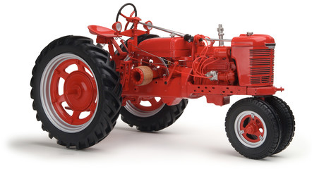 red tractor on white background