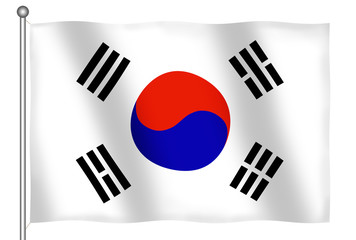 Naklejka premium flag of south korea waving