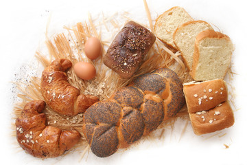 isolated bread and eggs