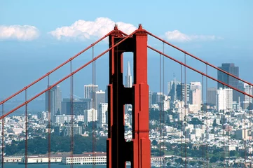 Stickers pour porte Pont du Golden Gate golden gate bridge and transamerica building
