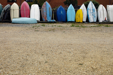 row of rowing boats