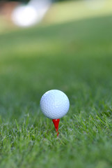 balle de golf, tee rouge