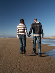 couple holding hands on beach - 1259803